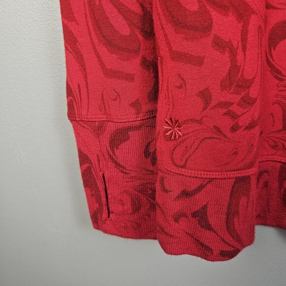 ATHLETA Sweatshirt Women's Sz Medium Coaster Luxe Red Floral V Neck Cozy - Picture 5 of 9